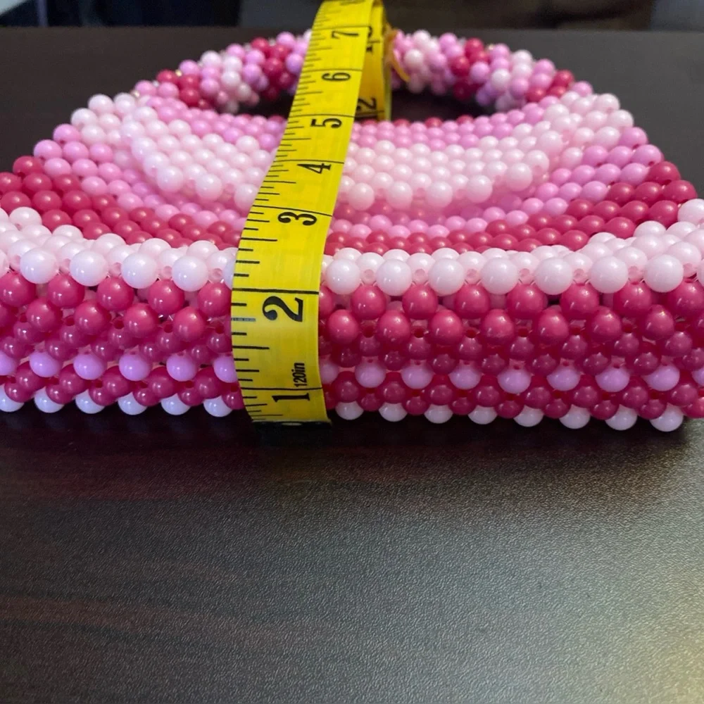 Pink purse Beaded Clutch women's Handmade Handbag